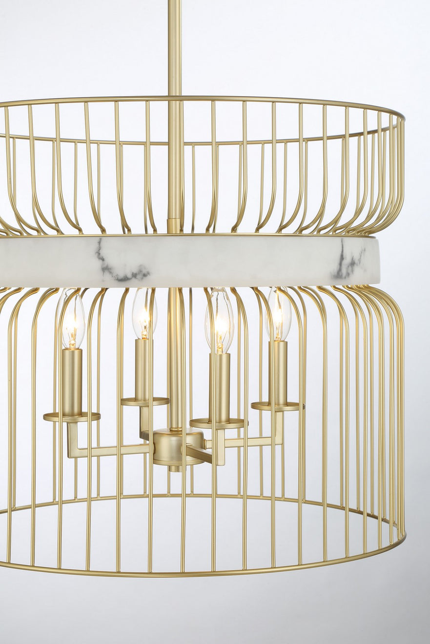 Minka-Lavery - 3394-754 - Four Light Pendant - Park Slope by Robin Baron - Nouveau Gold