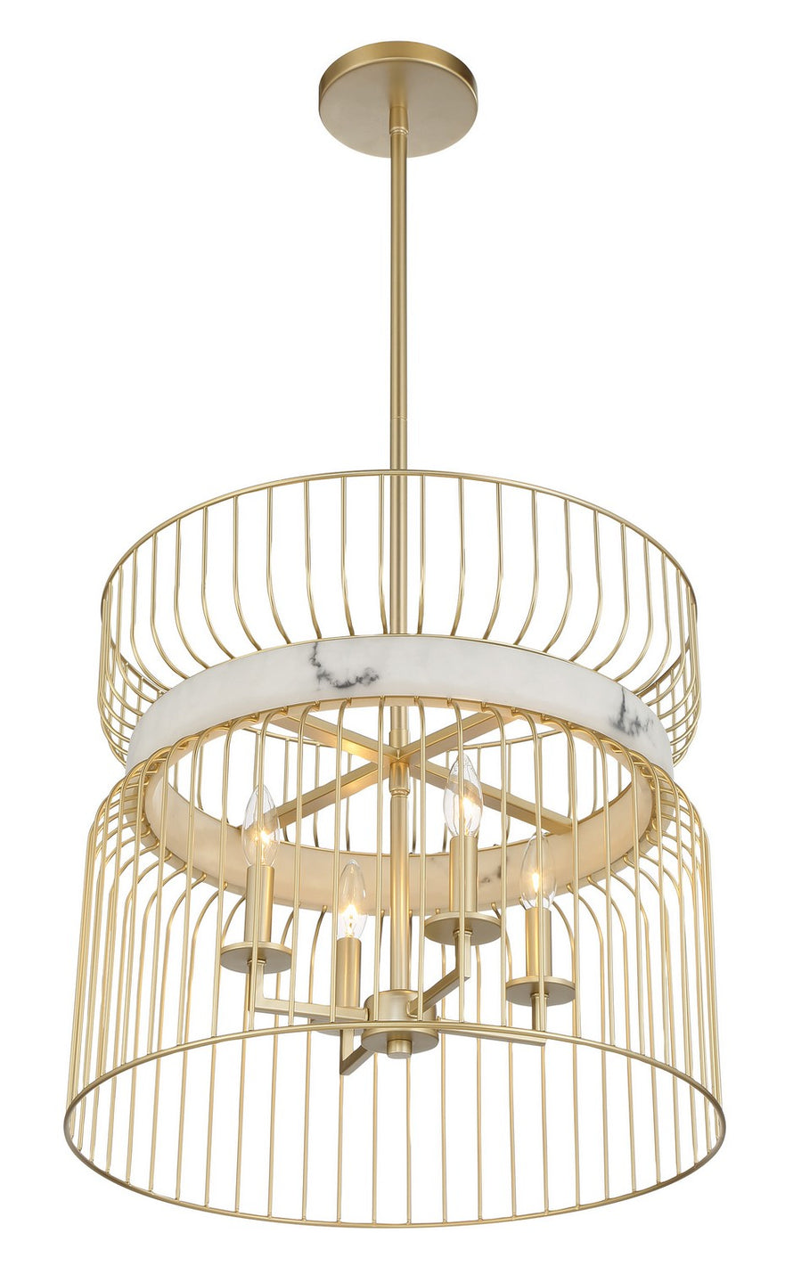 Minka-Lavery - 3394-754 - Four Light Pendant - Park Slope by Robin Baron - Nouveau Gold