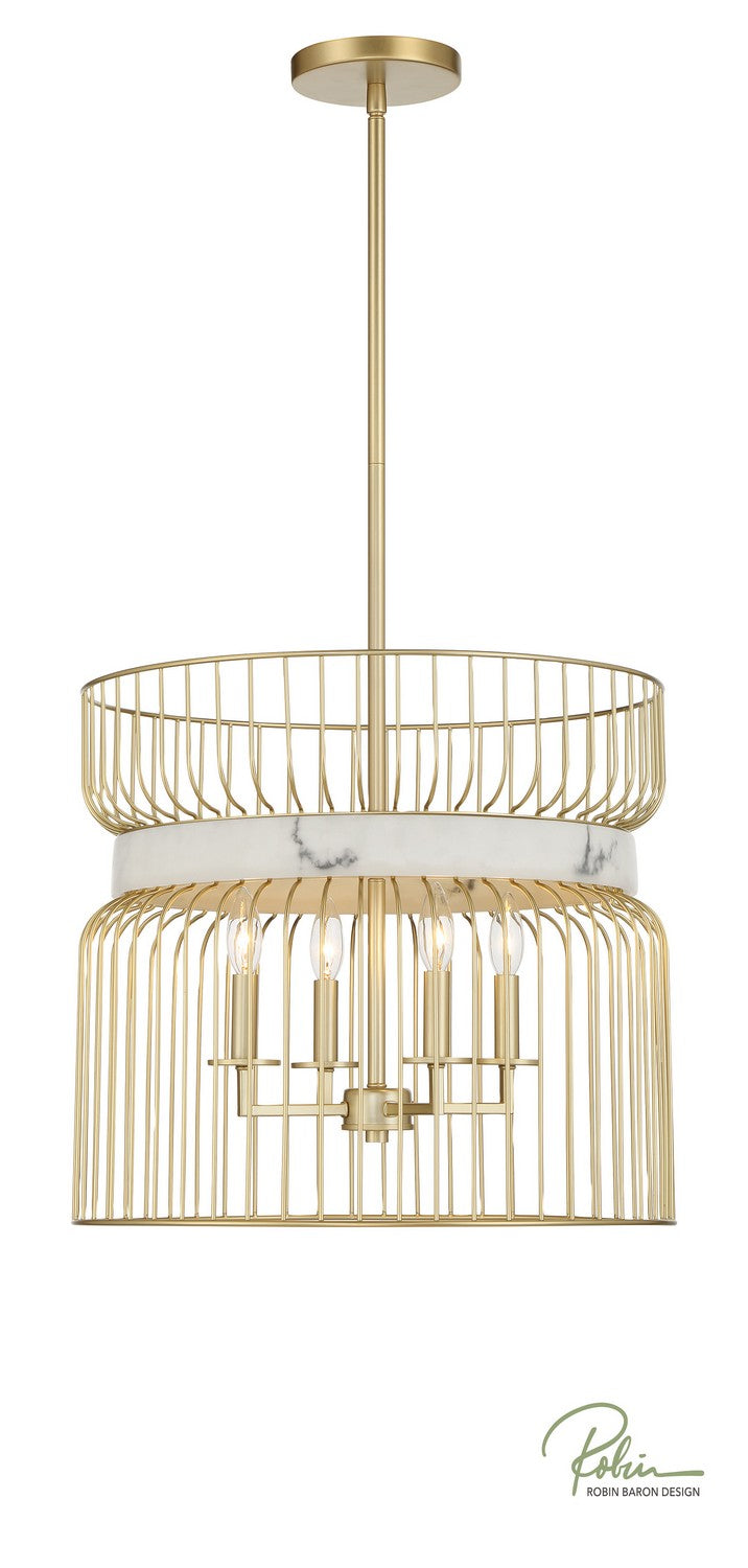 Minka-Lavery - 3394-754 - Four Light Pendant - Park Slope by Robin Baron - Nouveau Gold