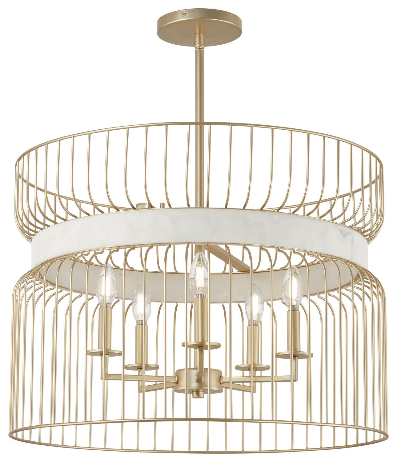 Minka-Lavery - 3395-754 - Five Light Pendant - Park Slope by Robin Baron - Nouveau Gold