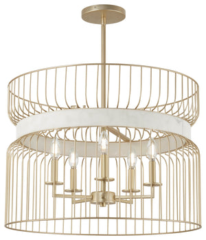Minka-Lavery - 3395-754 - Five Light Pendant - Park Slope by Robin Baron - Nouveau Gold