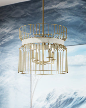 Minka-Lavery - 3395-754 - Five Light Pendant - Park Slope by Robin Baron - Nouveau Gold
