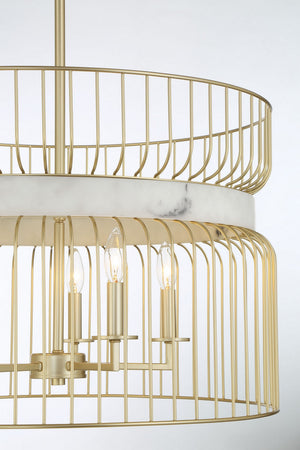 Minka-Lavery - 3395-754 - Five Light Pendant - Park Slope by Robin Baron - Nouveau Gold
