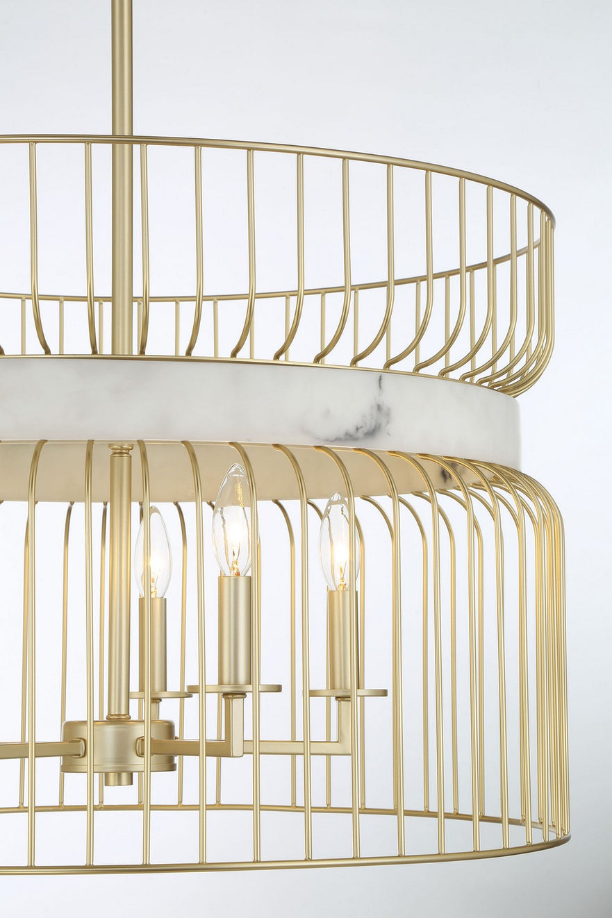 Minka-Lavery - 3395-754 - Five Light Pendant - Park Slope by Robin Baron - Nouveau Gold