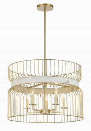 Minka-Lavery - 3395-754 - Five Light Pendant - Park Slope by Robin Baron - Nouveau Gold