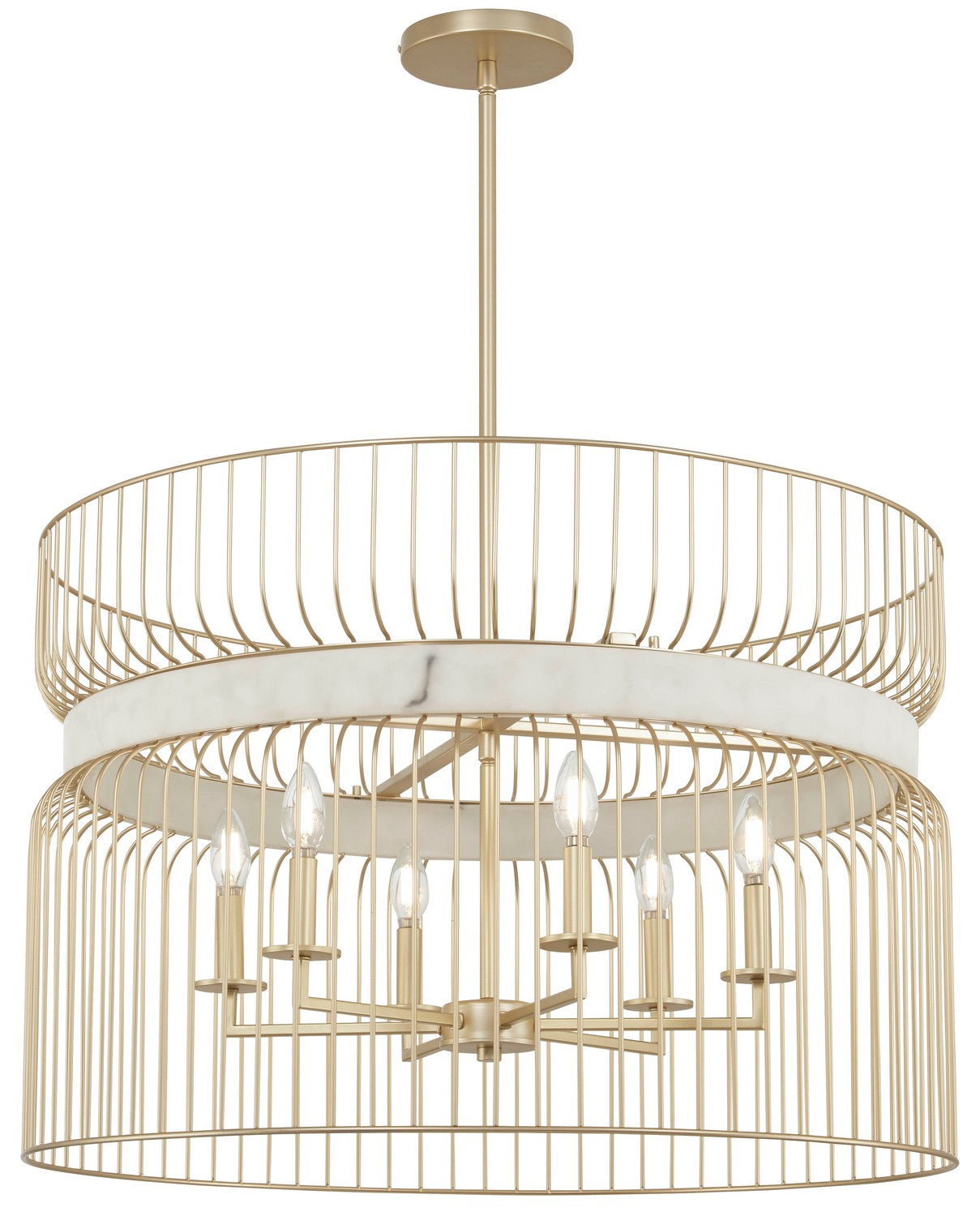 Minka-Lavery - 3396-754 - Six Light Pendant - Park Slope by Robin Baron - Nouveau Gold