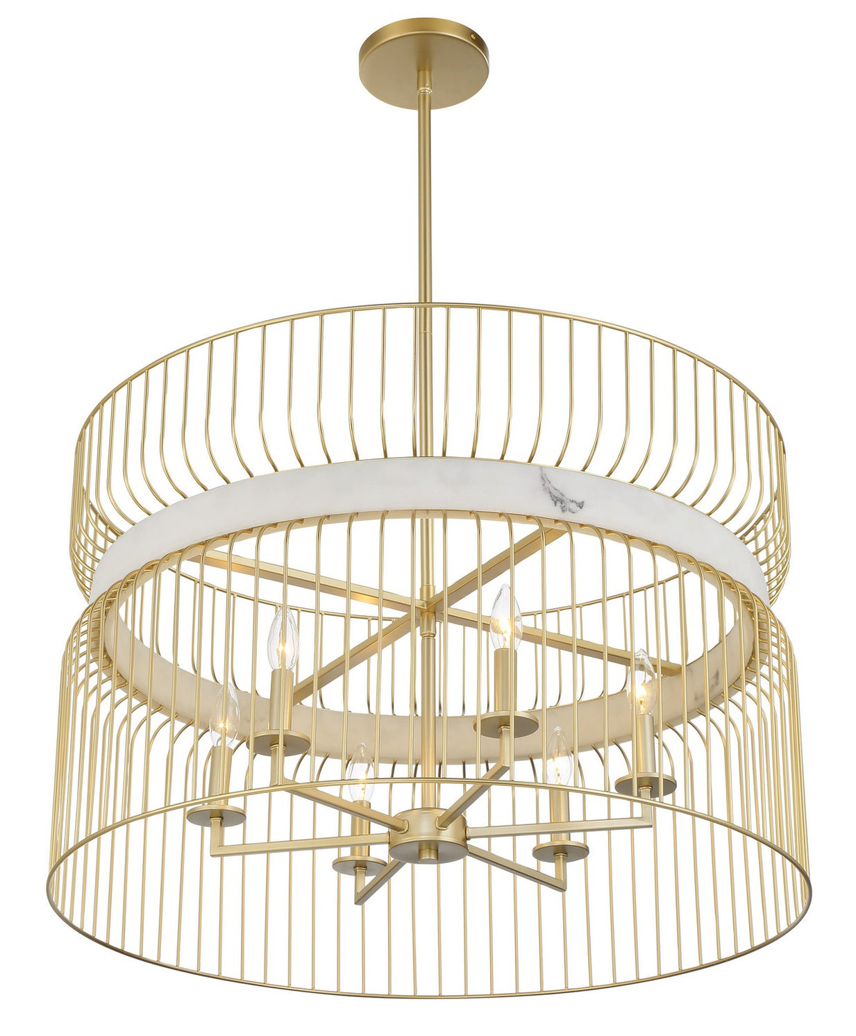 Minka-Lavery - 3396-754 - Six Light Pendant - Park Slope by Robin Baron - Nouveau Gold