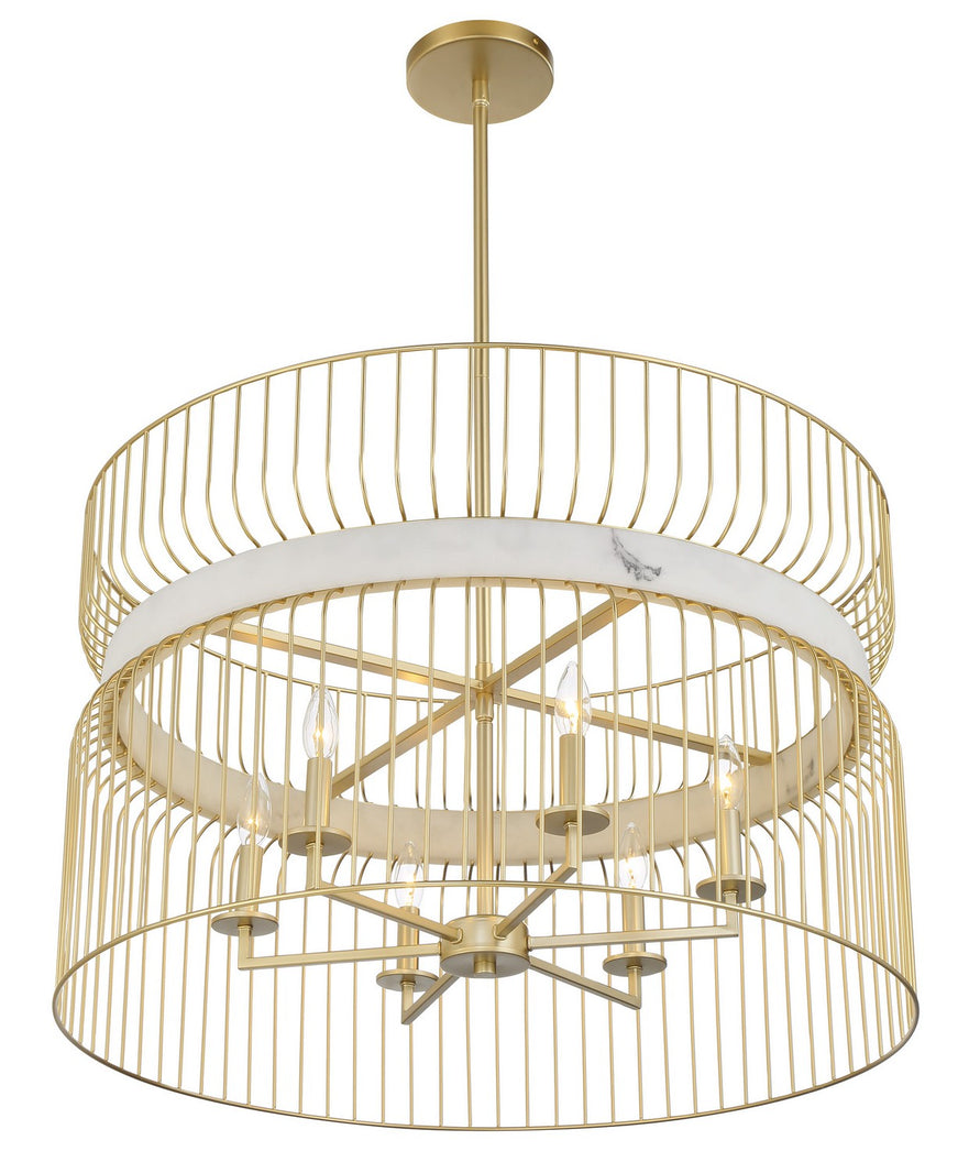 Minka-Lavery - 3396-754 - Six Light Pendant - Park Slope by Robin Baron - Nouveau Gold