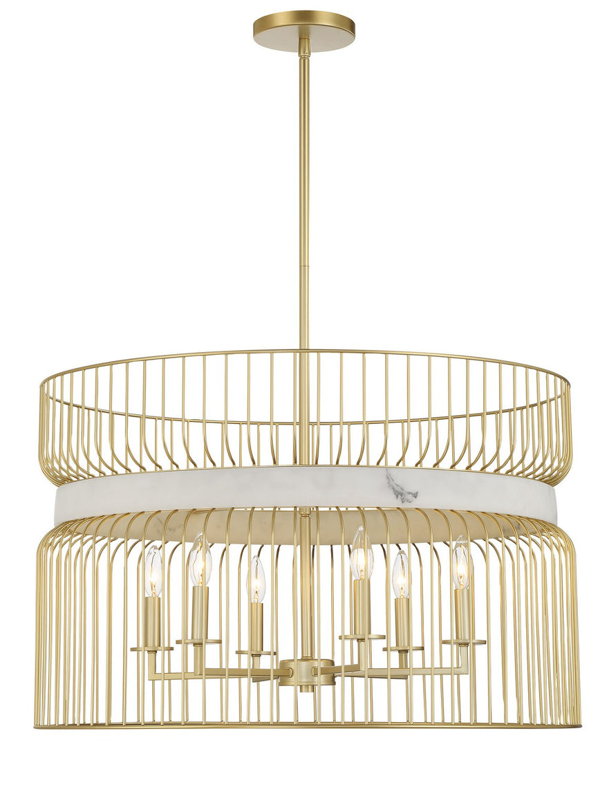 Minka-Lavery - 3396-754 - Six Light Pendant - Park Slope by Robin Baron - Nouveau Gold