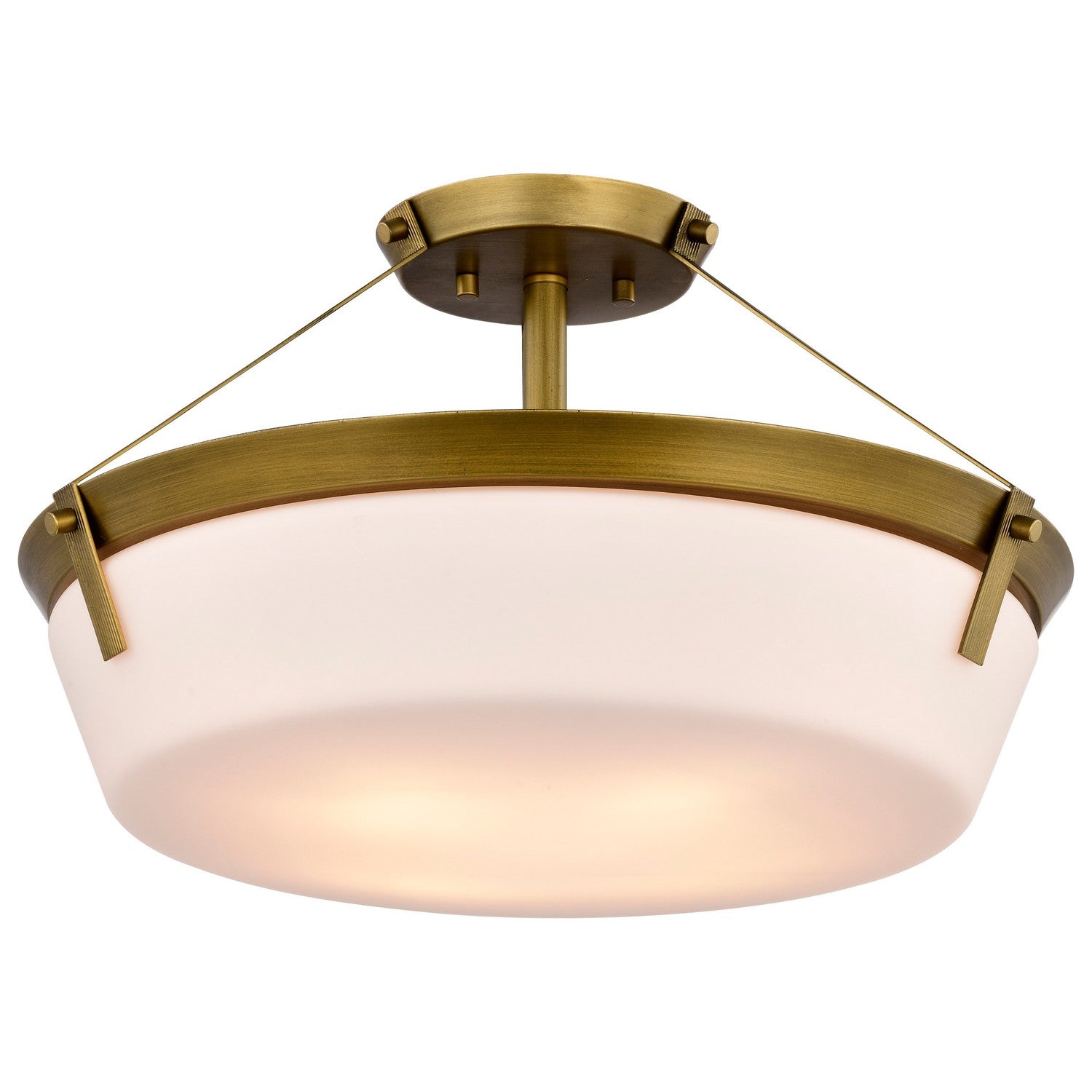 Nuvo Lighting - 60-7752 - Four Light Semi Flush Mount - Rowen - Natural Brass