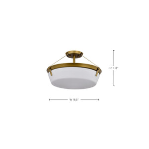 Nuvo Lighting - 60-7752 - Four Light Semi Flush Mount - Rowen - Natural Brass