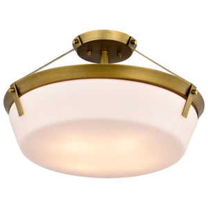 Nuvo Lighting - 60-7752 - Four Light Semi Flush Mount - Rowen - Natural Brass