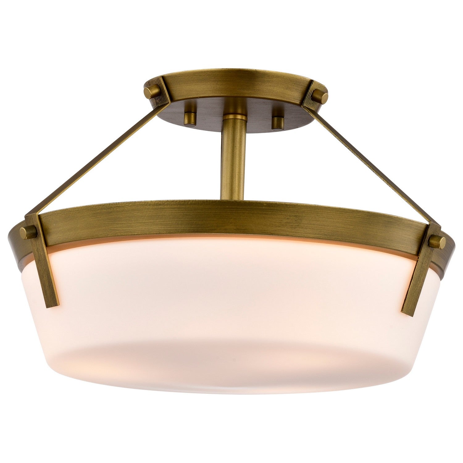 Nuvo Lighting - 60-7753 - Three Light Semi Flush Mount - Rowen - Natural Brass