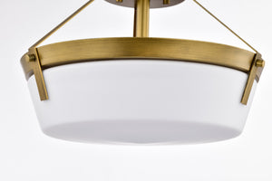 Nuvo Lighting - 60-7753 - Three Light Semi Flush Mount - Rowen - Natural Brass
