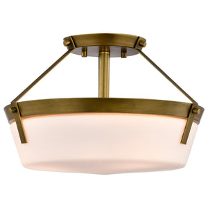 Nuvo Lighting - 60-7753 - Three Light Semi Flush Mount - Rowen - Natural Brass