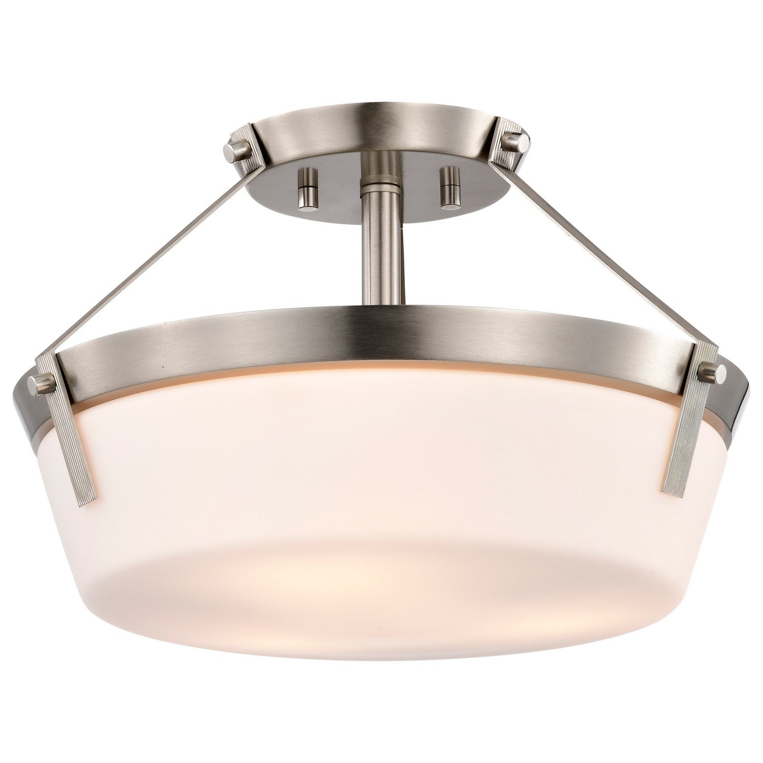 Nuvo Lighting - 60-7763 - Three Light Semi Flush Mount - Rowen - Brushed Nickel