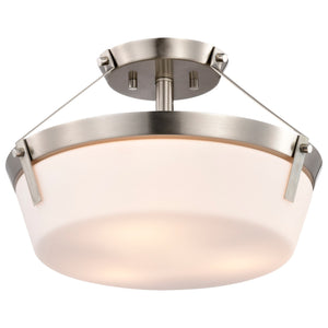 Nuvo Lighting - 60-7763 - Three Light Semi Flush Mount - Rowen - Brushed Nickel