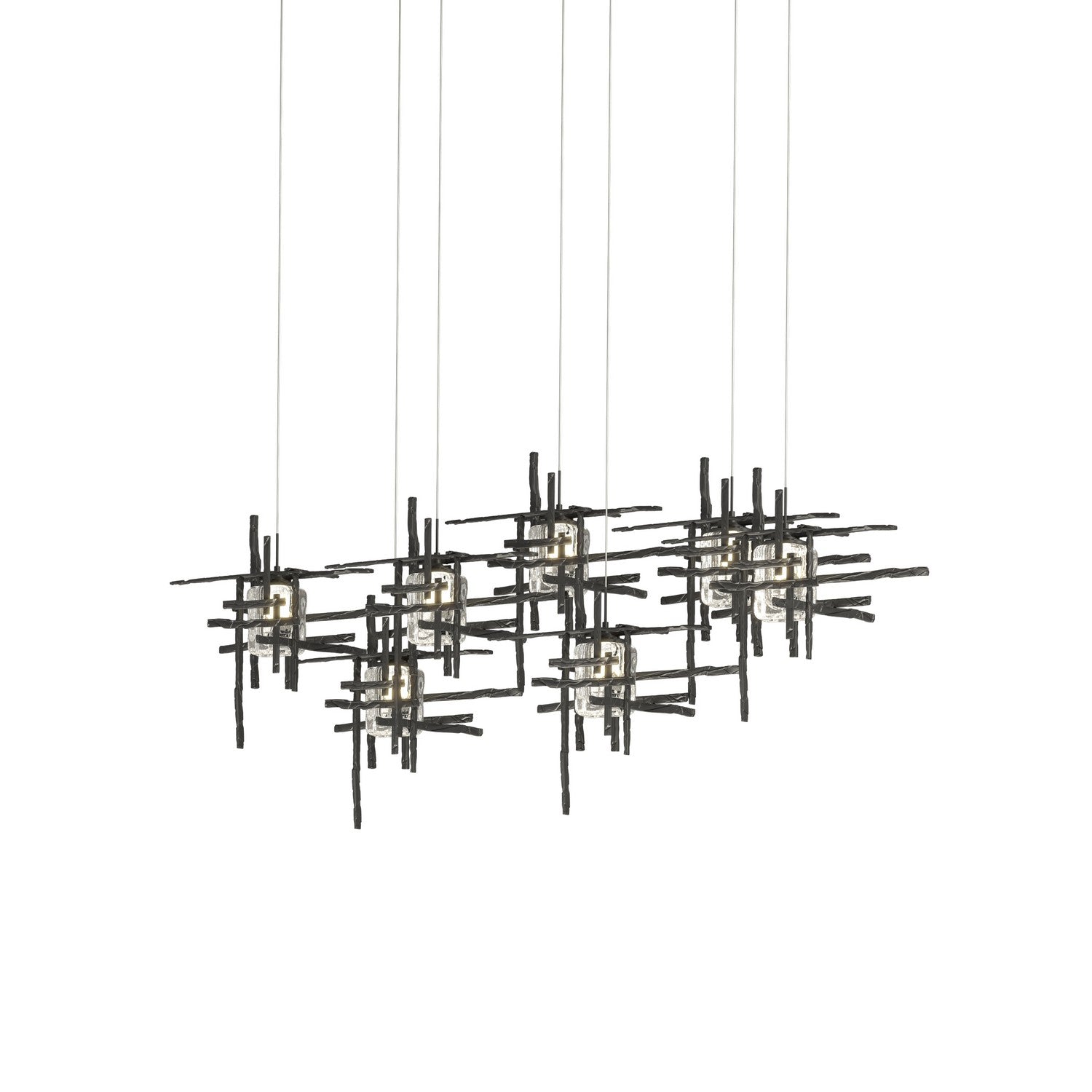 Hubbardton Forge - 131095-SKT-LONG-10-II0728 - Tura 7-Light Seeded Glass Pendant - Tura - Black