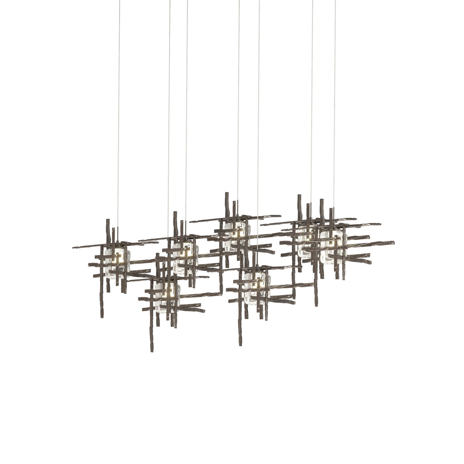 Hubbardton Forge - 131095-SKT-LONG-14-II0728 - Tura 7-Light Seeded Glass Pendant - Tura - Oil Rubbed Bronze