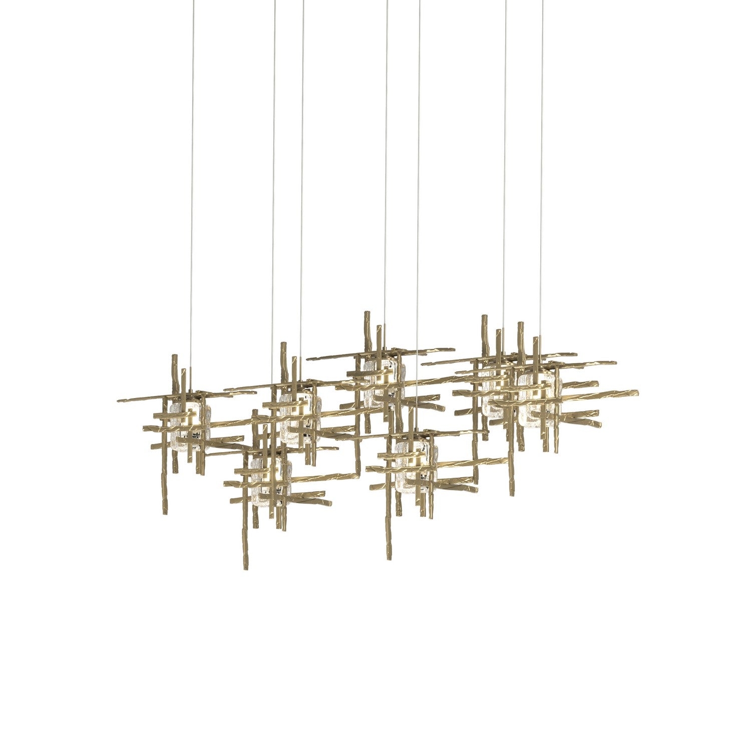 Hubbardton Forge - 131095-SKT-LONG-84-II0728 - Tura 7-Light Seeded Glass Pendant - Tura - Soft Gold