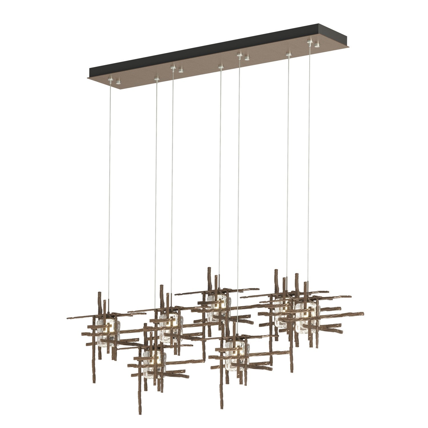 Hubbardton Forge - 131095-SKT-STND-05-II0728 - Tura 7-Light Seeded Glass Pendant - Tura - Bronze