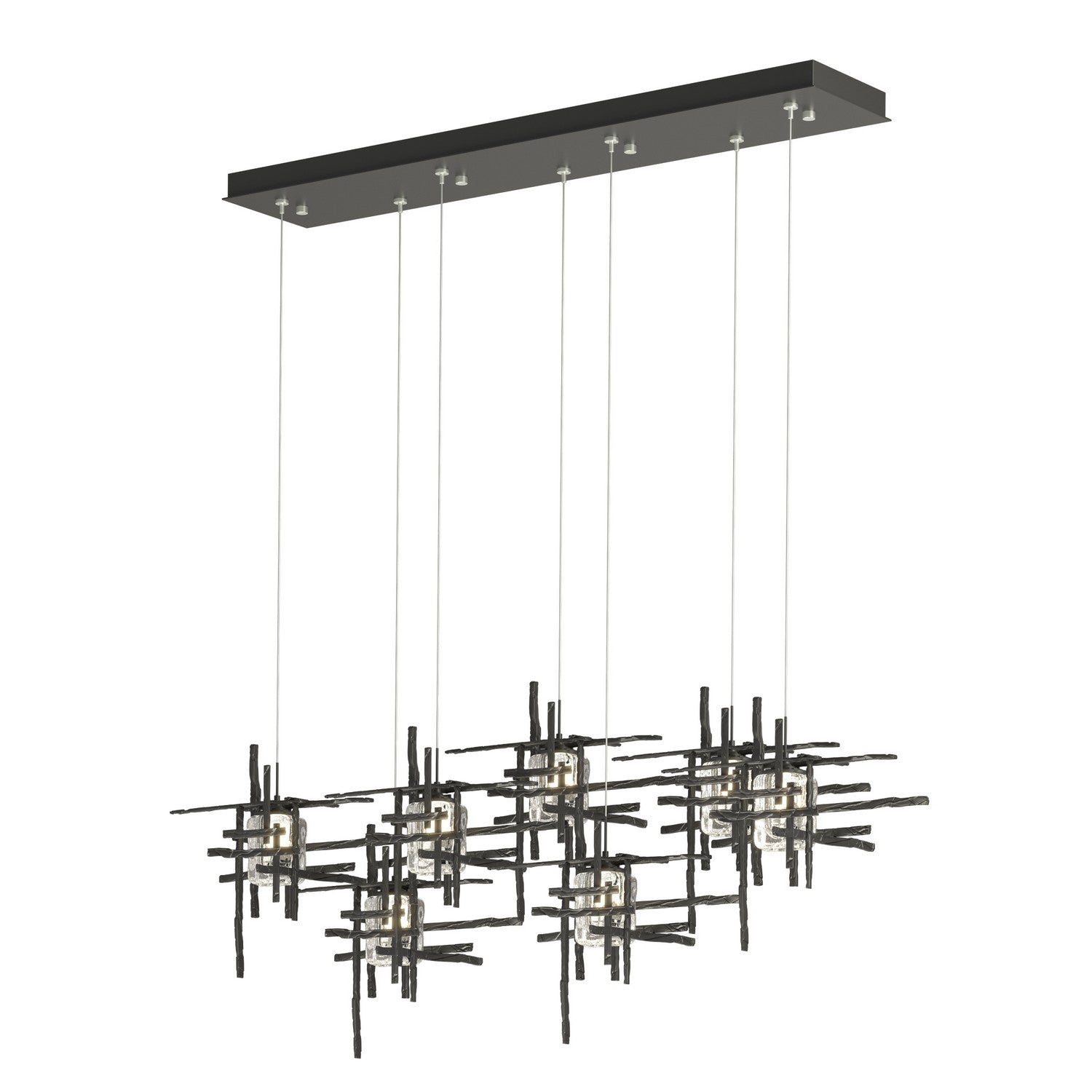 Hubbardton Forge - 131095-SKT-STND-10-II0728 - Tura 7-Light Seeded Glass Pendant - Tura - Black