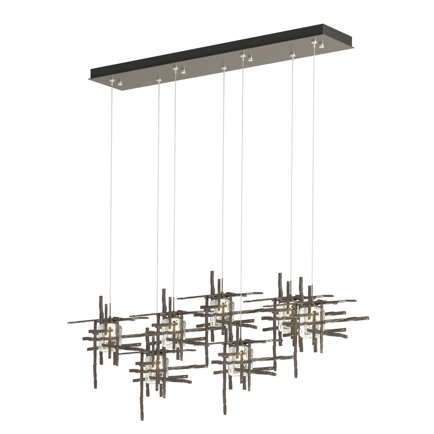 Hubbardton Forge - 131095-SKT-STND-14-II0728 - Tura 7-Light Seeded Glass Pendant - Tura - Oil Rubbed Bronze