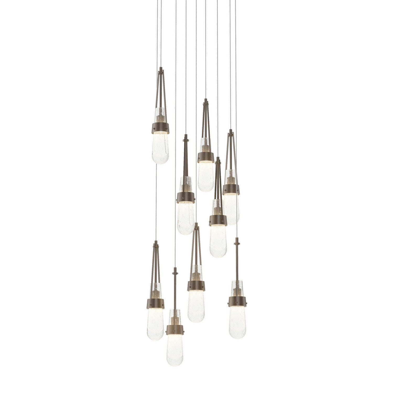 Hubbardton Forge - 131100-SKT-LONG-05-YG0434 - Link 9-Light Blown Glass Pendant - Link - Bronze