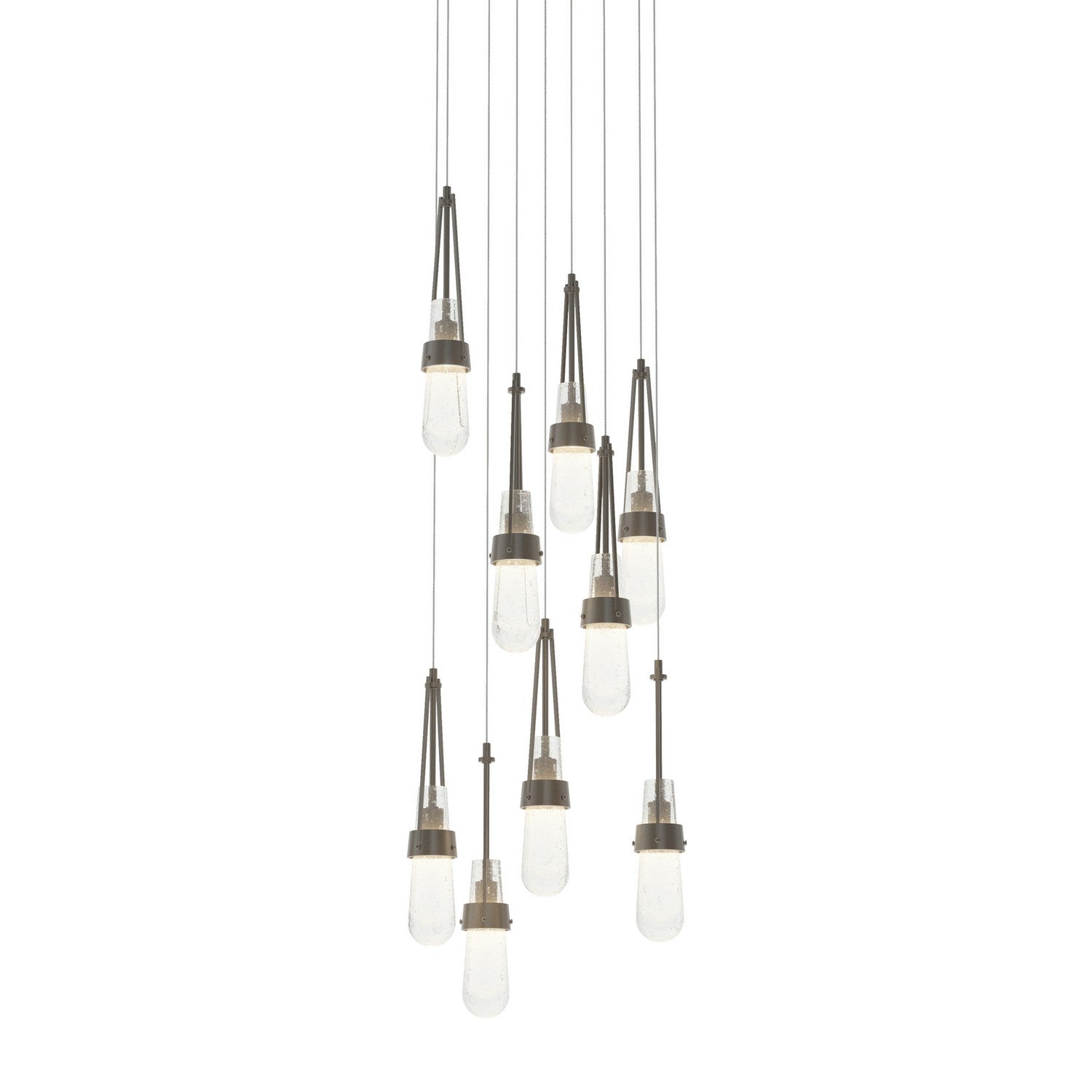 Hubbardton Forge - 131100-SKT-LONG-07-YG0434 - Link 9-Light Blown Glass Pendant - Link - Dark Smoke