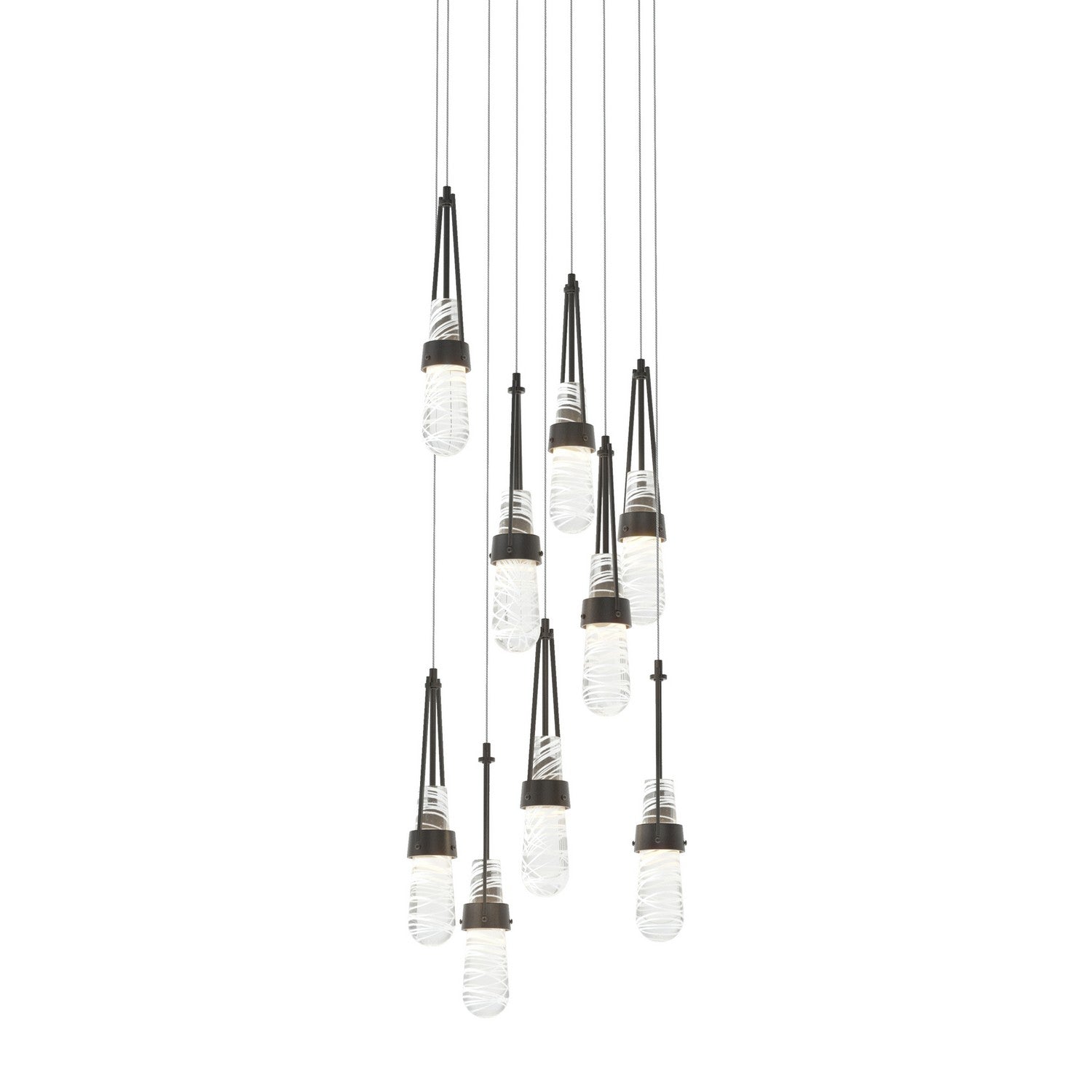 Hubbardton Forge - 131100-SKT-LONG-10-YJ0434 - Link 9-Light Blown Glass Pendant - Link - Black