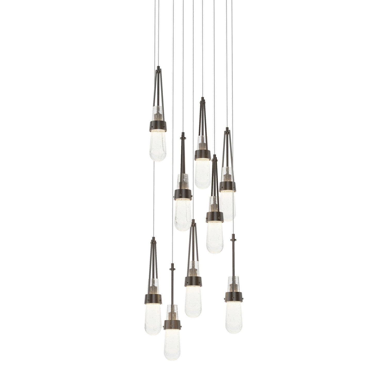Hubbardton Forge - 131100-SKT-LONG-14-YG0434 - Link 9-Light Blown Glass Pendant - Link - Oil Rubbed Bronze