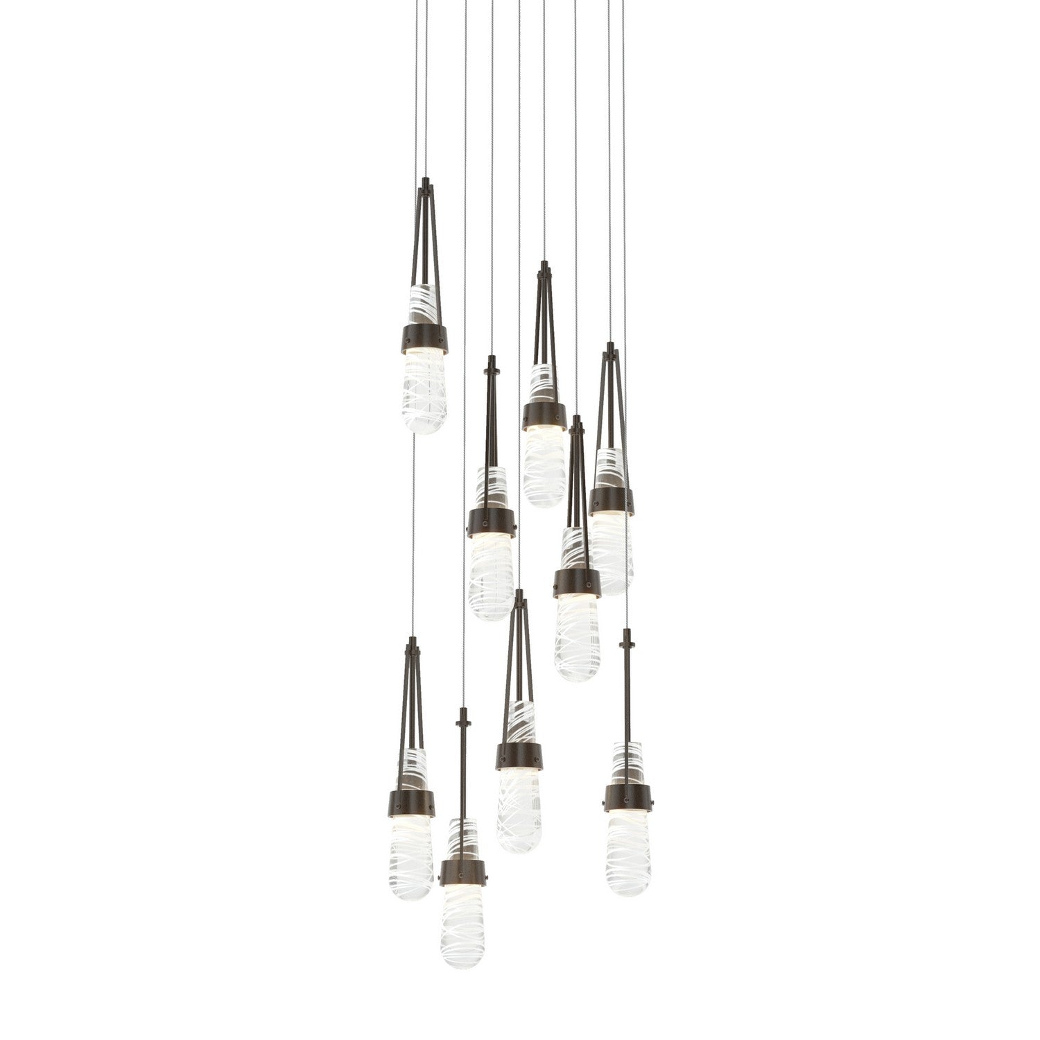 Hubbardton Forge - 131100-SKT-LONG-14-YJ0434 - Link 9-Light Blown Glass Pendant - Link - Oil Rubbed Bronze
