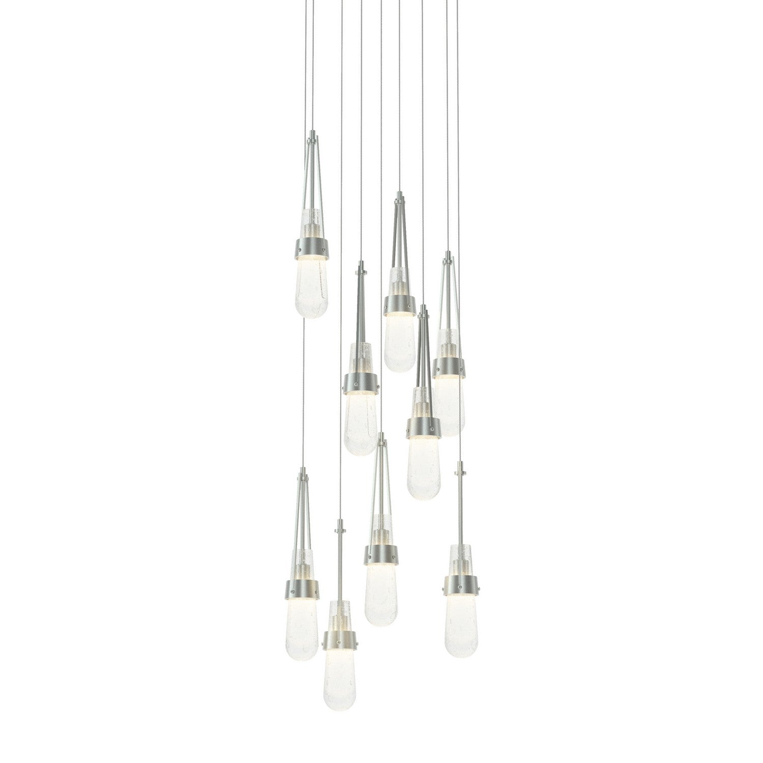 Hubbardton Forge - 131100-SKT-LONG-82-YG0434 - Link 9-Light Blown Glass Pendant - Link - Vintage Platinum