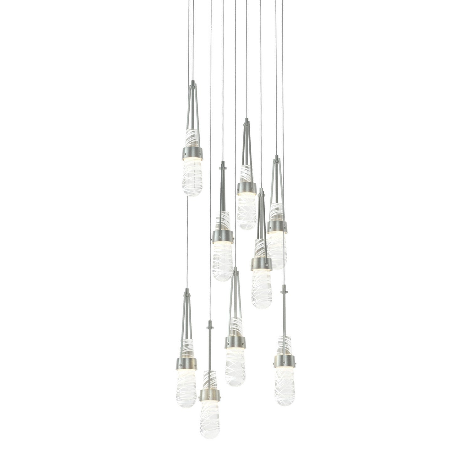Hubbardton Forge - 131100-SKT-LONG-82-YJ0434 - Link 9-Light Blown Glass Pendant - Link - Vintage Platinum