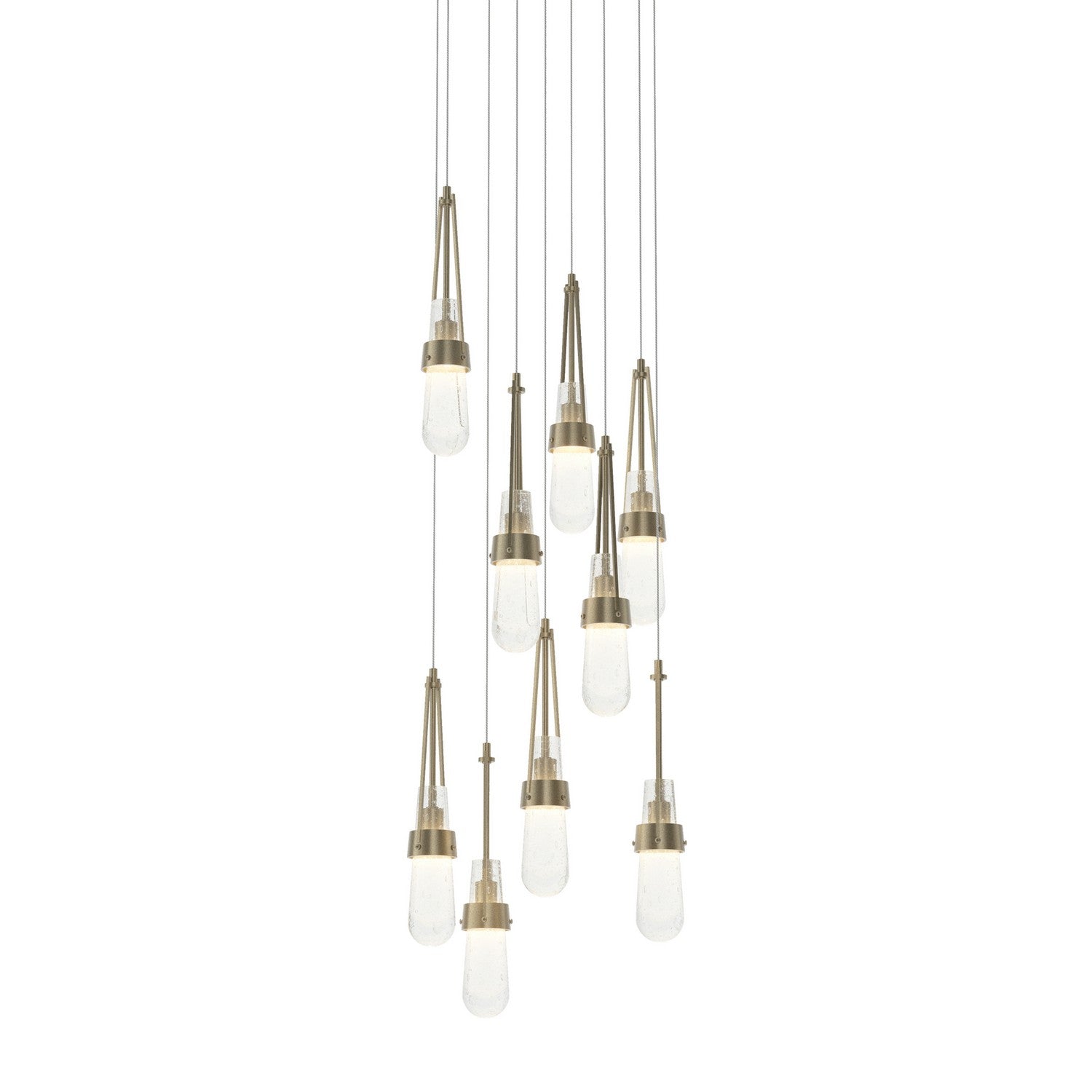 Hubbardton Forge - 131100-SKT-LONG-84-YG0434 - Link 9-Light Blown Glass Pendant - Link - Soft Gold
