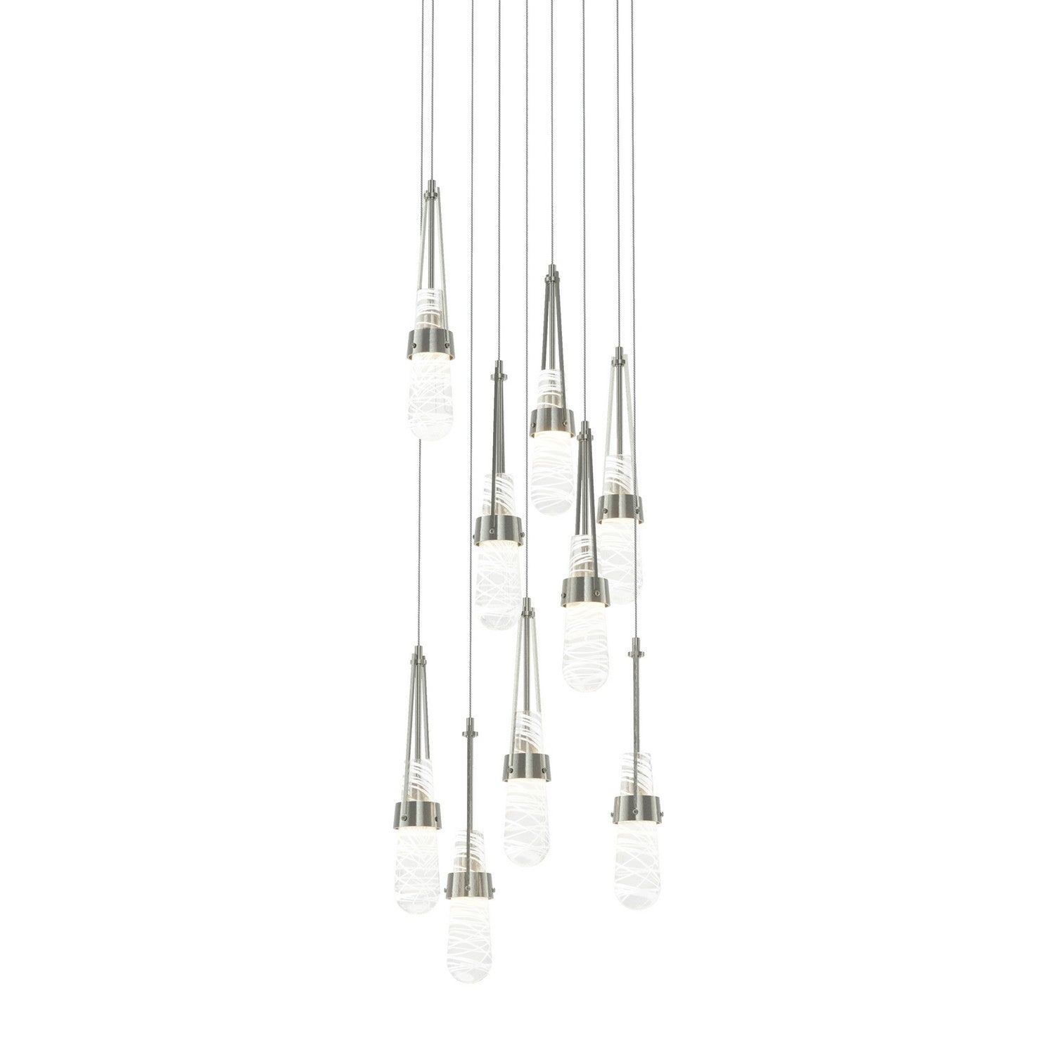 Hubbardton Forge - 131100-SKT-LONG-85-YJ0434 - Link 9-Light Blown Glass Pendant - Link - Sterling