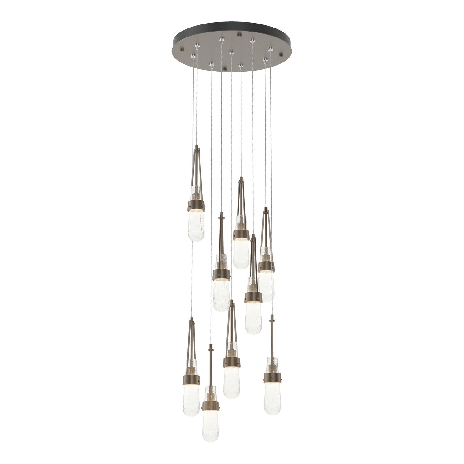 Hubbardton Forge - 131100-SKT-STND-05-YG0434 - Link 9-Light Blown Glass Pendant - Link - Bronze