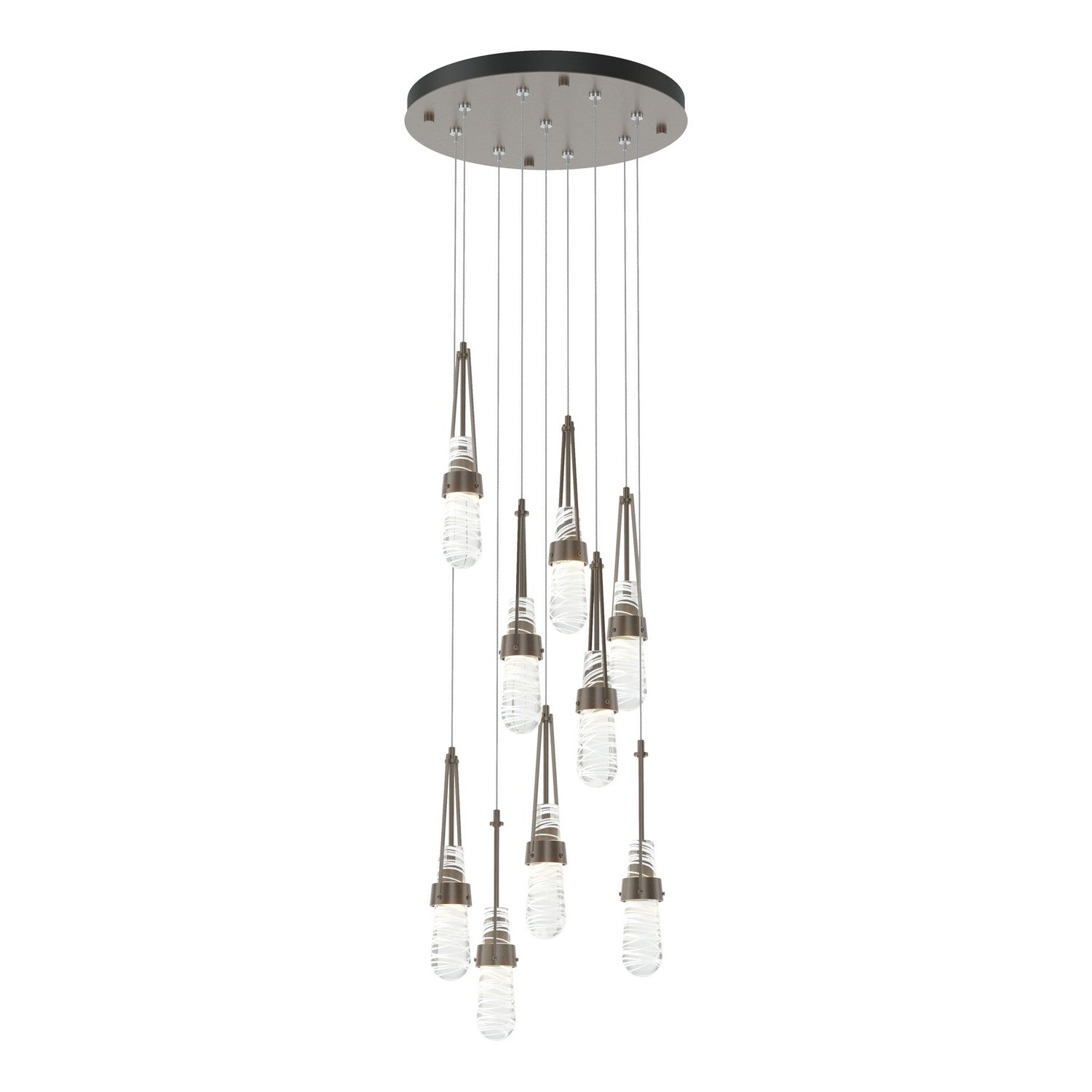 Hubbardton Forge - 131100-SKT-STND-05-YJ0434 - Link 9-Light Blown Glass Pendant - Link - Bronze