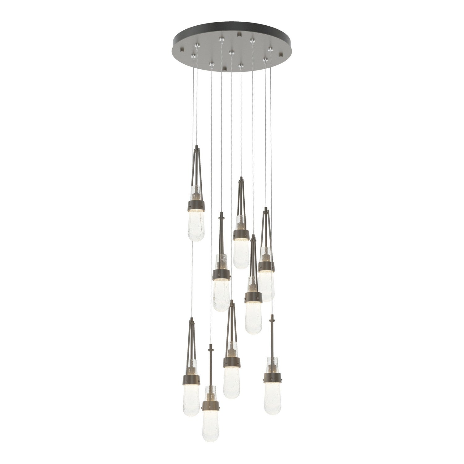 Hubbardton Forge - 131100-SKT-STND-07-YG0434 - Link 9-Light Blown Glass Pendant - Link - Dark Smoke