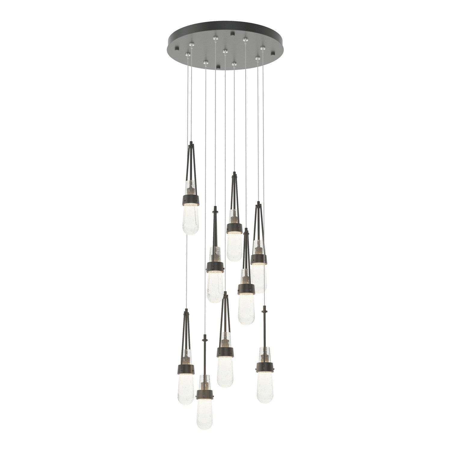 Hubbardton Forge - 131100-SKT-STND-10-YG0434 - Link 9-Light Blown Glass Pendant - Link - Black