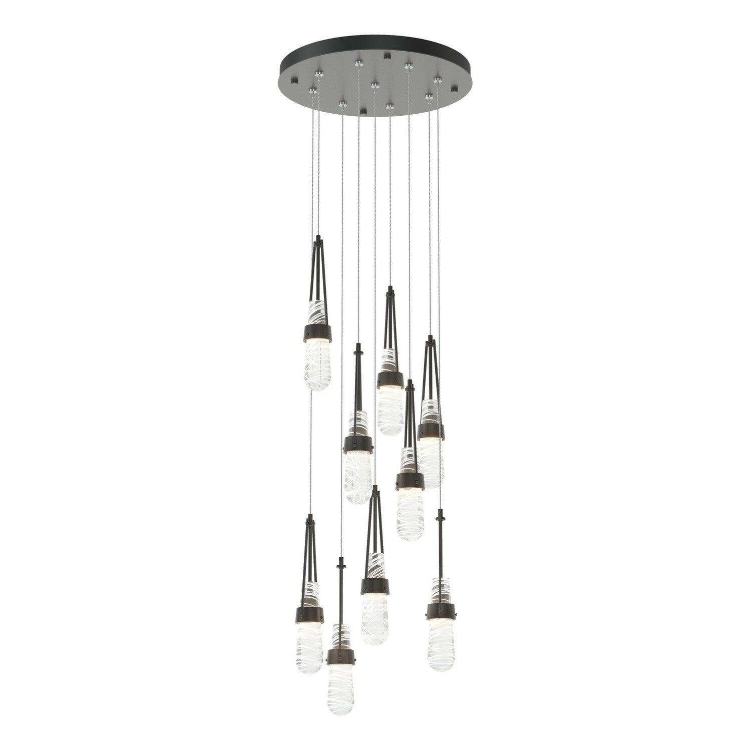 Hubbardton Forge - 131100-SKT-STND-10-YJ0434 - Link 9-Light Blown Glass Pendant - Link - Black