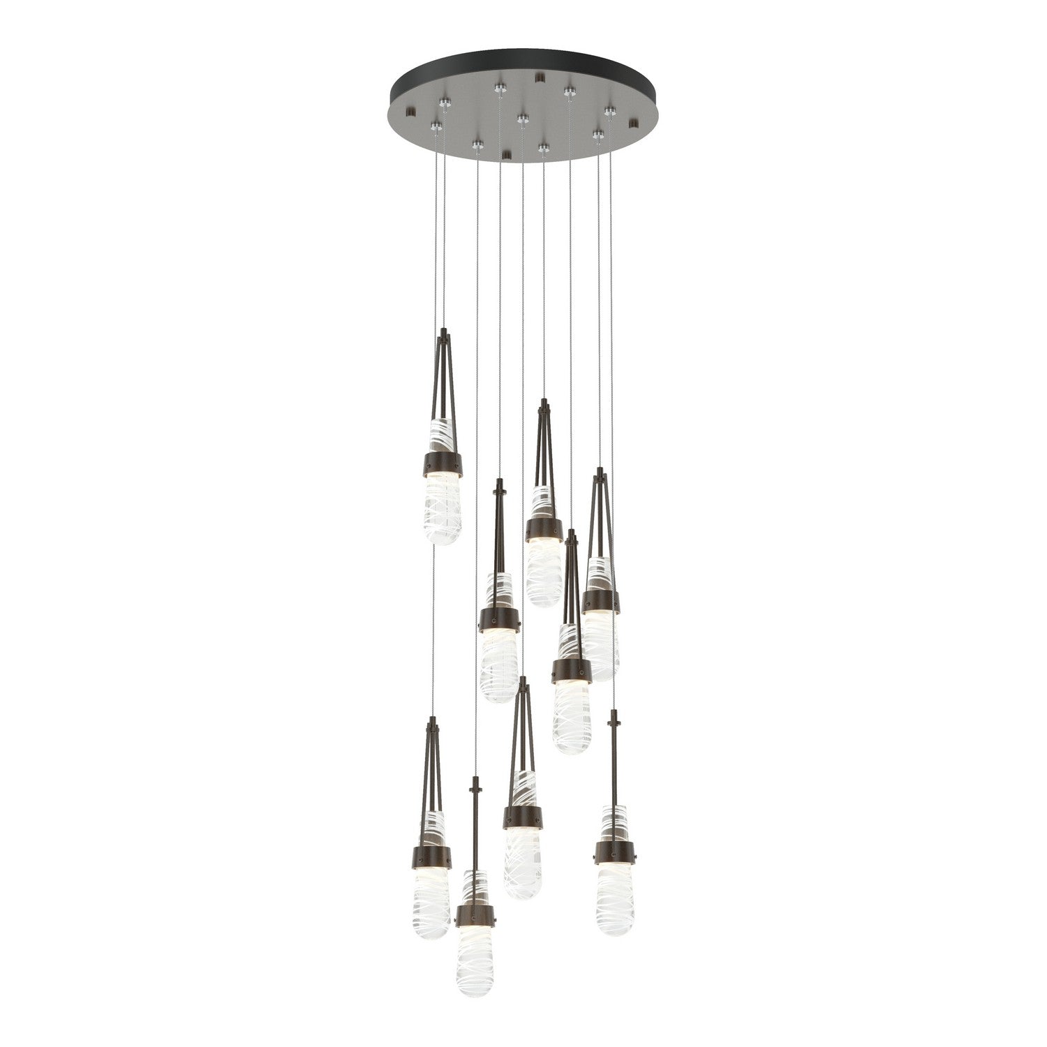 Hubbardton Forge - 131100-SKT-STND-14-YJ0434 - Link 9-Light Blown Glass Pendant - Link - Oil Rubbed Bronze