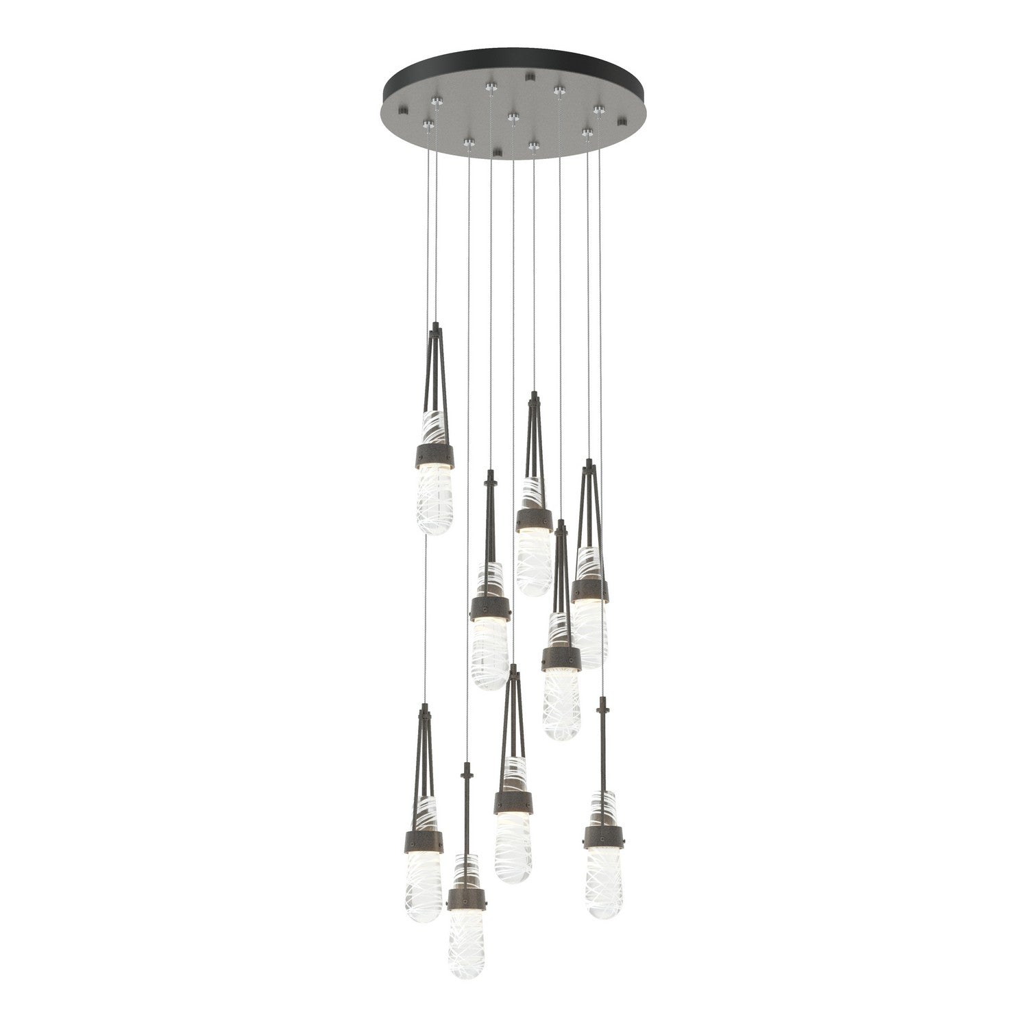 Hubbardton Forge - 131100-SKT-STND-20-YJ0434 - Link 9-Light Blown Glass Pendant - Link - Natural Iron