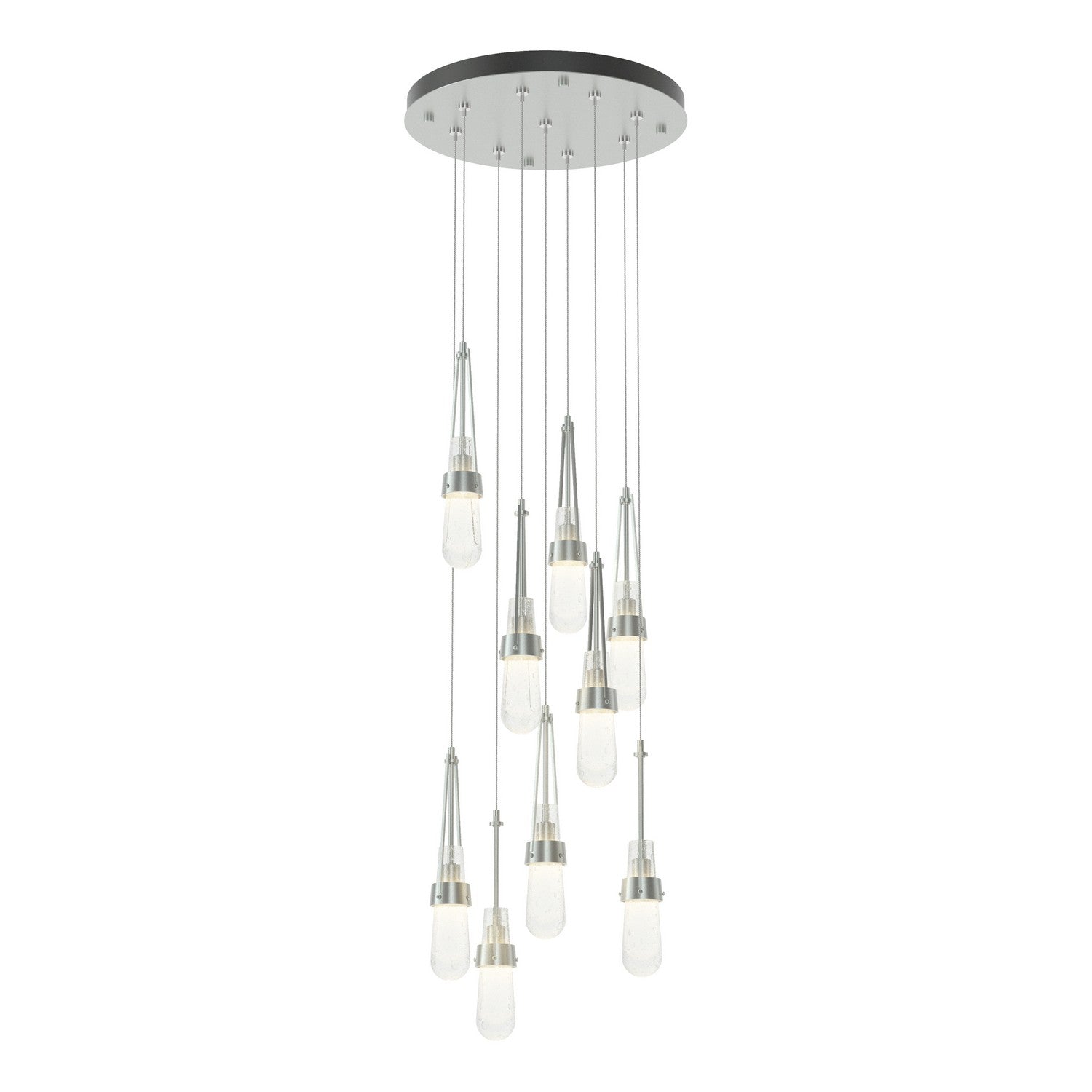 Hubbardton Forge - 131100-SKT-STND-82-YG0434 - Link 9-Light Blown Glass Pendant - Link - Vintage Platinum
