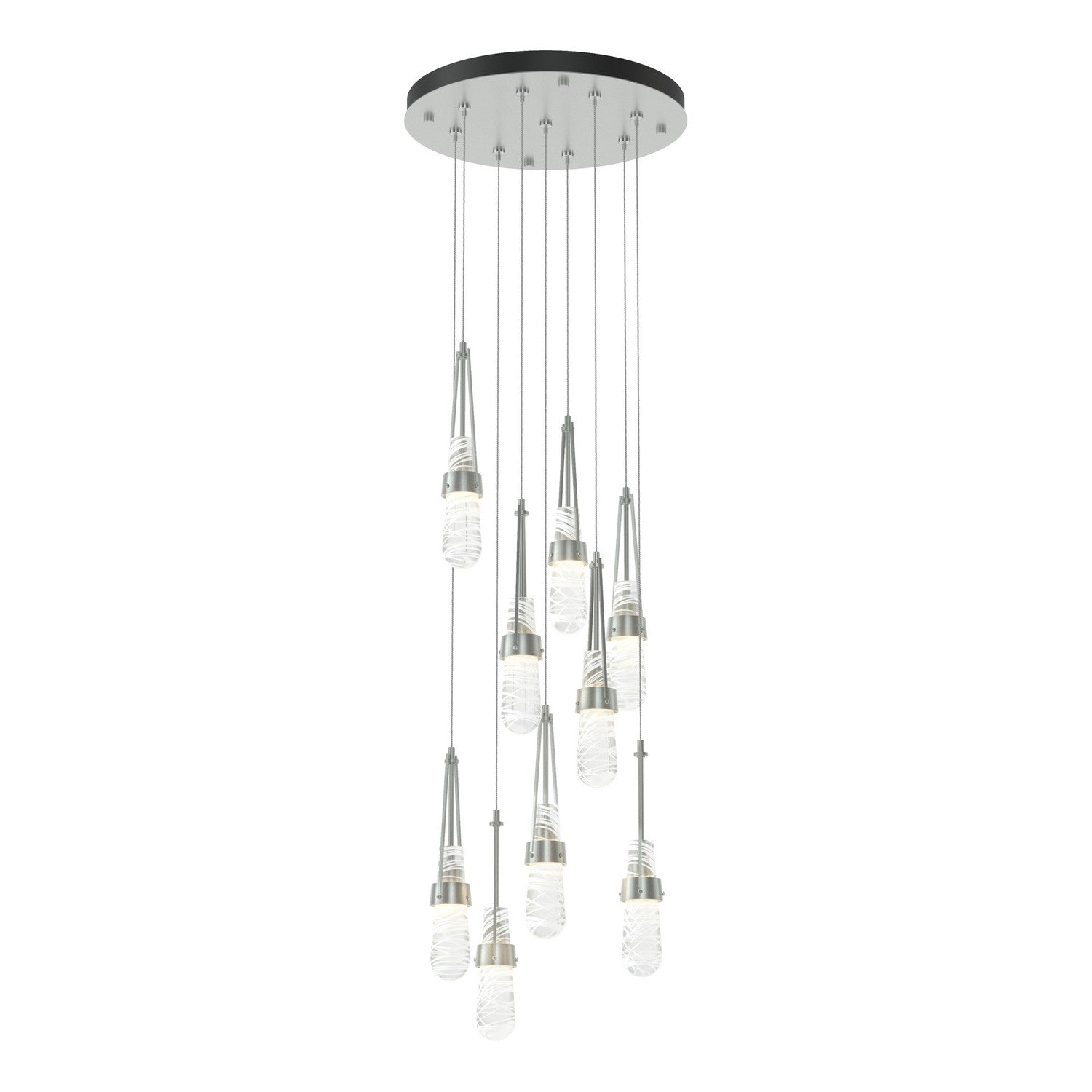 Hubbardton Forge - 131100-SKT-STND-82-YJ0434 - Link 9-Light Blown Glass Pendant - Link - Vintage Platinum