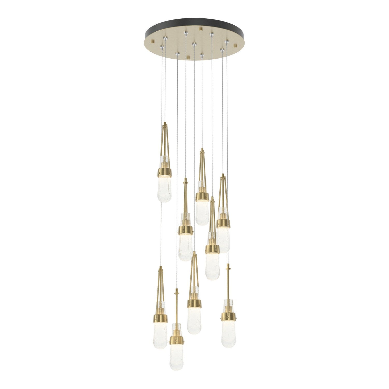 Hubbardton Forge - 131100-SKT-STND-86-YG0434 - Link 9-Light Blown Glass Pendant - Link - Modern Brass