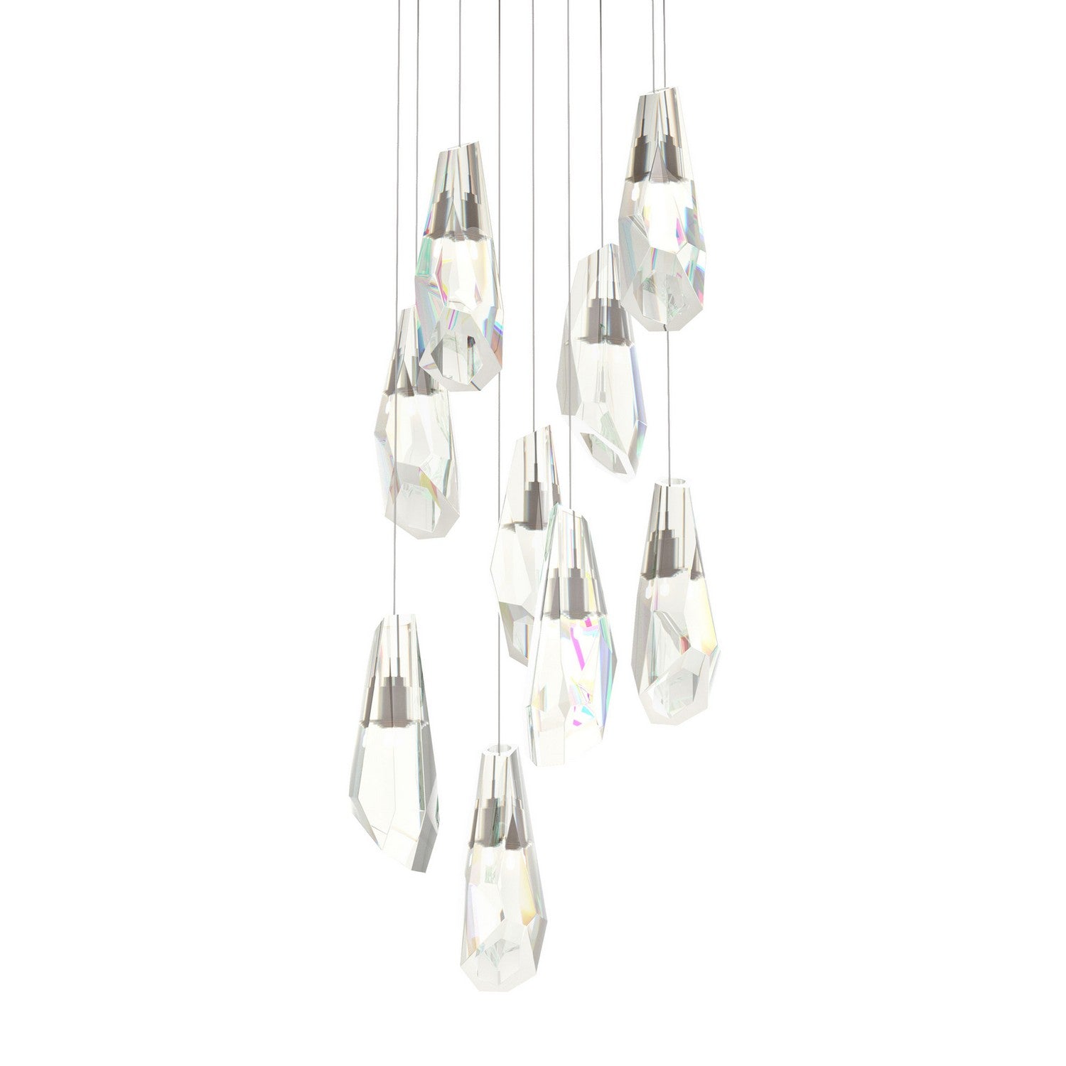 Hubbardton Forge - 131101-SKT-LONG-05-CR - Luma 9-Light Large Crystal Pendant - Luma - Bronze