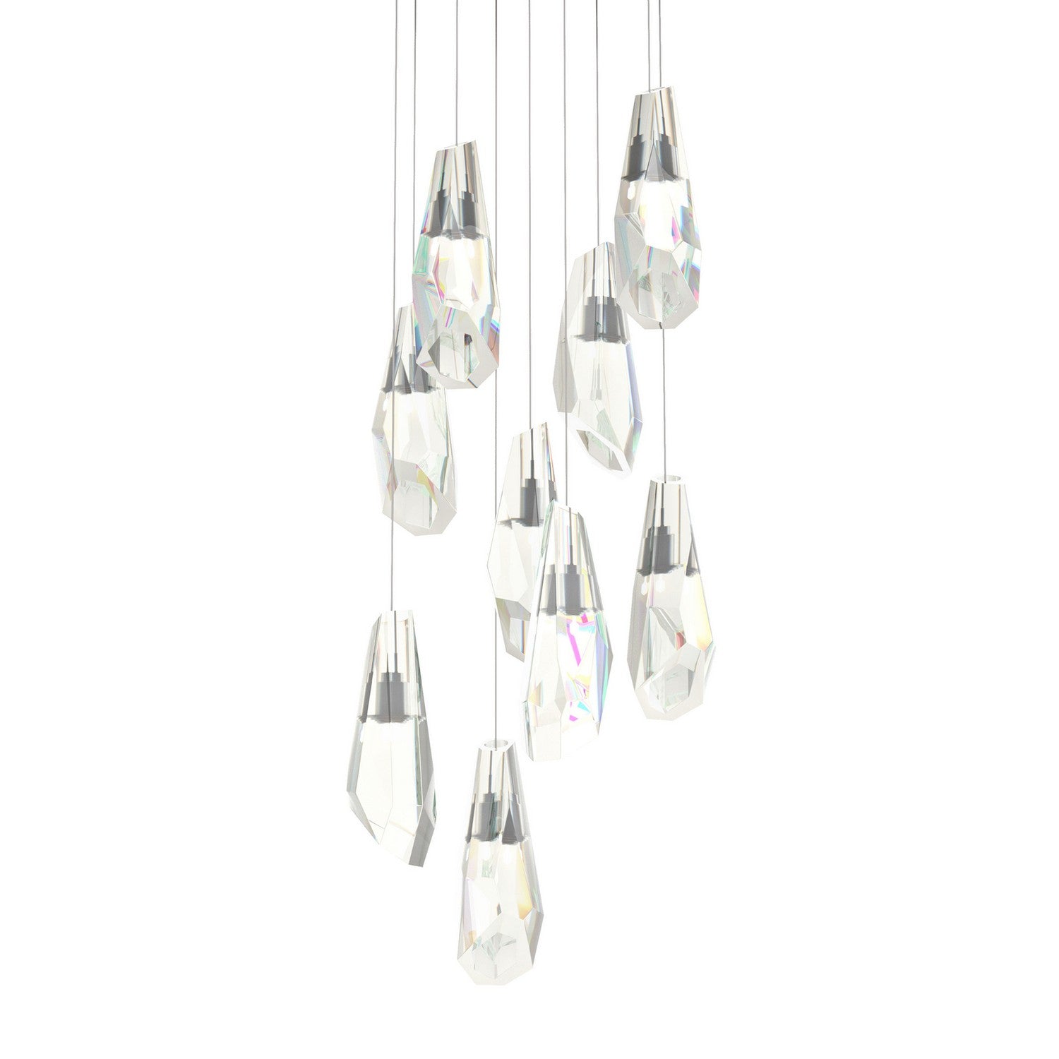 Hubbardton Forge - 131101-SKT-LONG-07-CR - Luma 9-Light Large Crystal Pendant - Luma - Dark Smoke