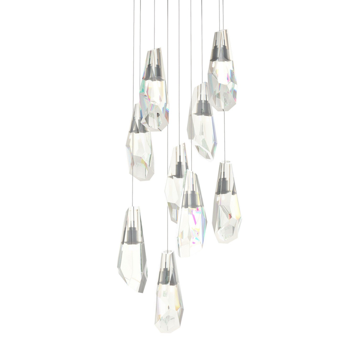 Hubbardton Forge - 131101-SKT-LONG-20-CR - Luma 9-Light Large Crystal Pendant - Luma - Natural Iron