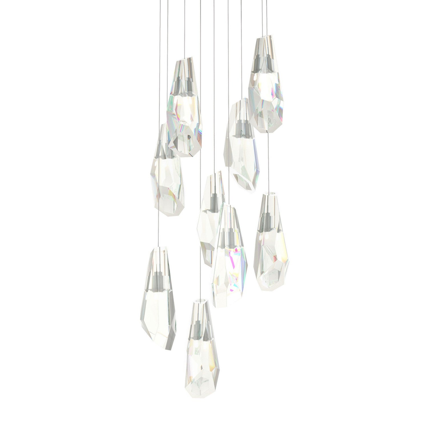 Hubbardton Forge - 131101-SKT-LONG-82-CR - Luma 9-Light Large Crystal Pendant - Luma - Vintage Platinum